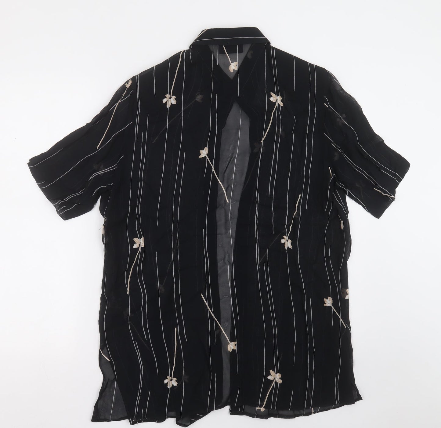 Womens UK Size 12 Preworn Black Basic Button-Up
