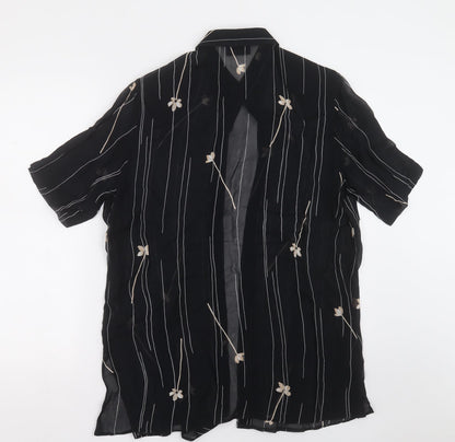 Womens UK Size 12 Preworn Black Basic Button-Up