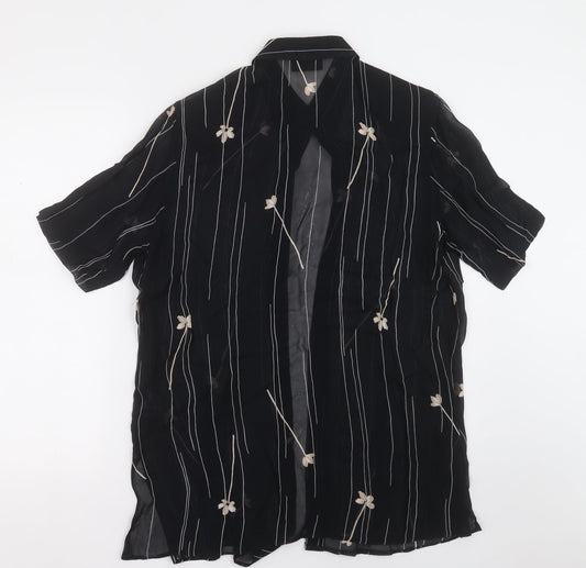 Womens UK Size 12 Preworn Black Basic Button-Up