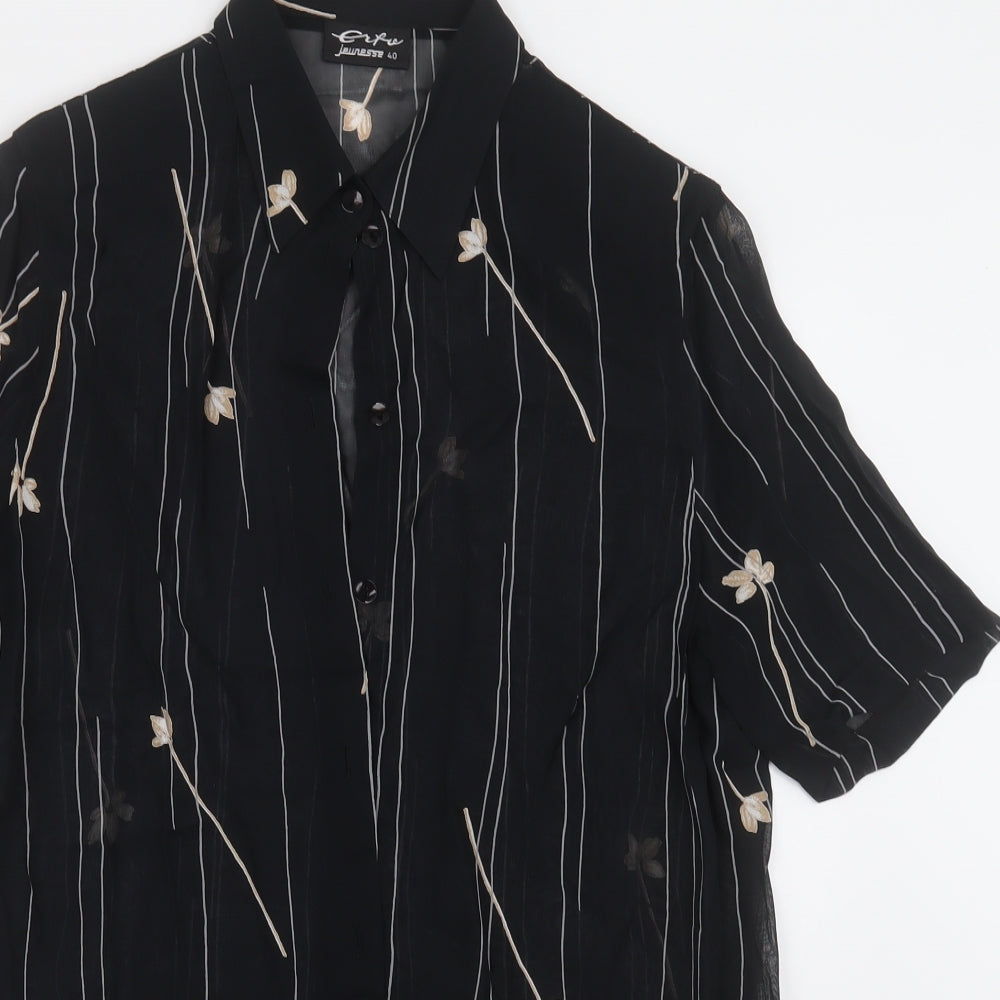 Womens UK Size 12 Preworn Black Basic Button-Up