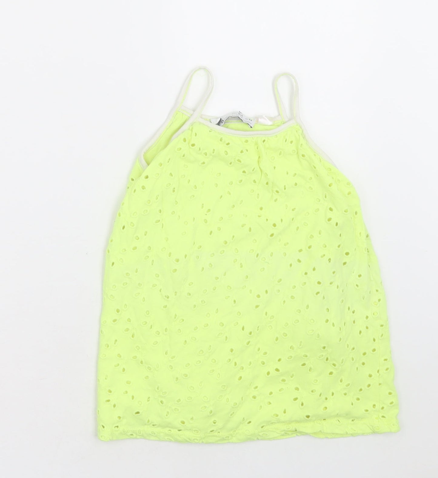 Zara Girls Green Geometric Polyester Basic Tank Size 2-3 Years Square Neck Pullover