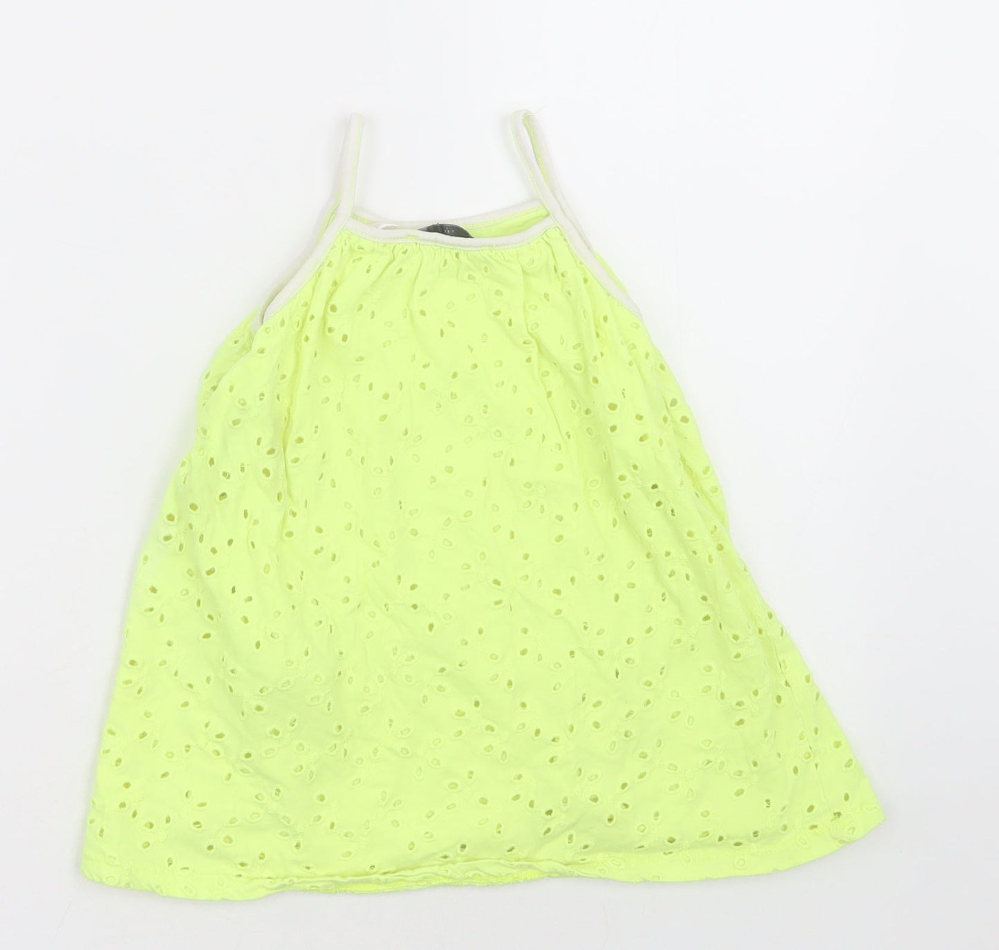 Zara Girls Green Geometric Polyester Basic Tank Size 2-3 Years Square Neck Pullover
