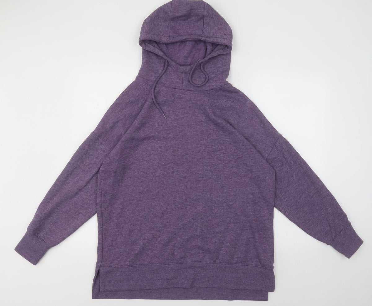 Front view of Dunnes women’s purple polyester pullover hoodie, size S, pullover