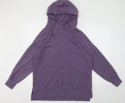 Front view of Dunnes women’s purple polyester pullover hoodie, size S, pullover