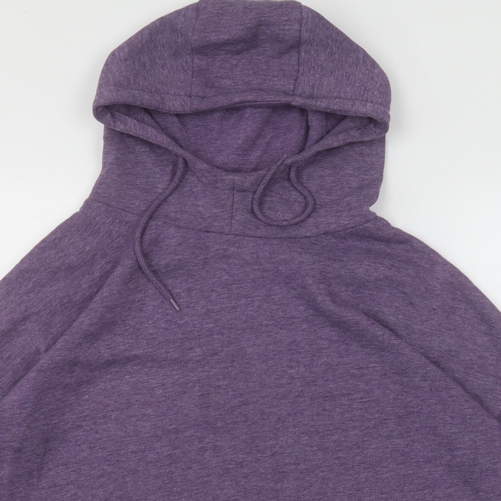 Close-up detail of Dunnes women’s purple polyester pullover hoodie, size S, pullover