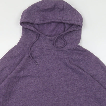Close-up detail of Dunnes women’s purple polyester pullover hoodie, size S, pullover
