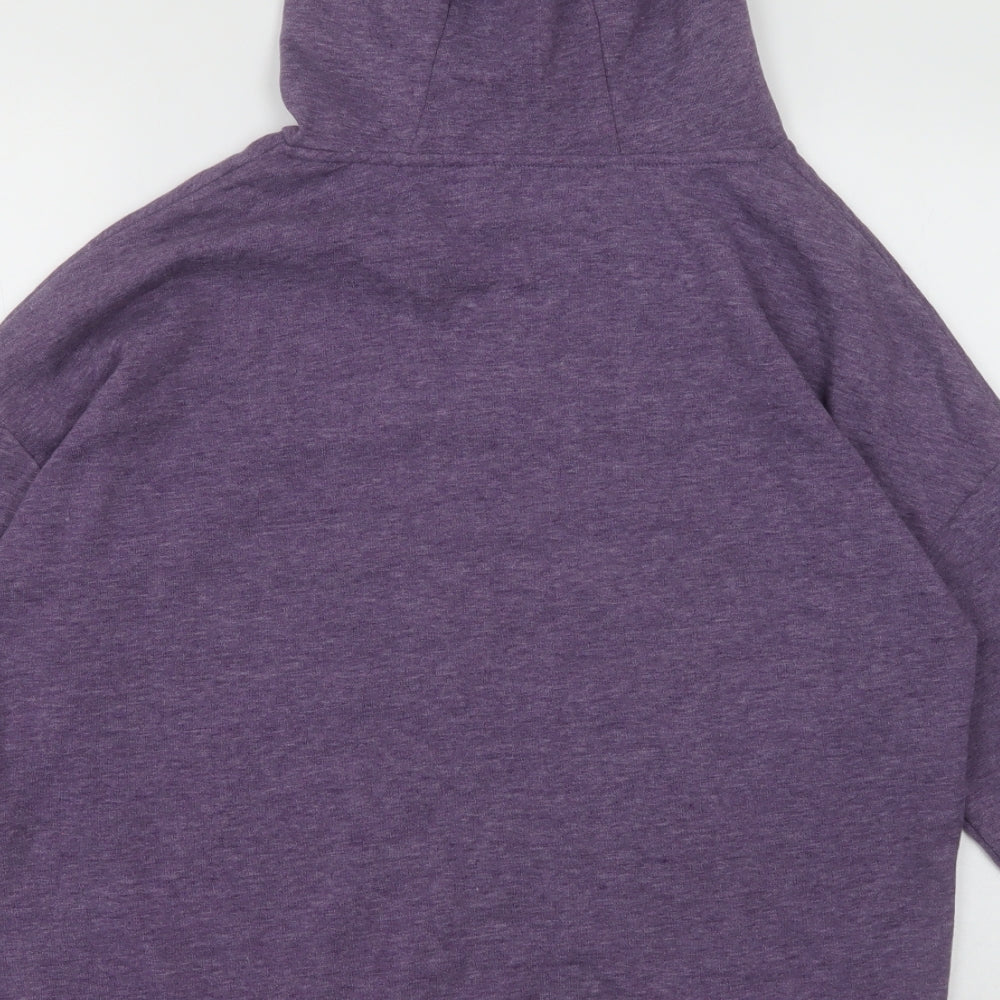 Brand and care label for Dunnes women’s purple polyester pullover hoodie, size S, pullover