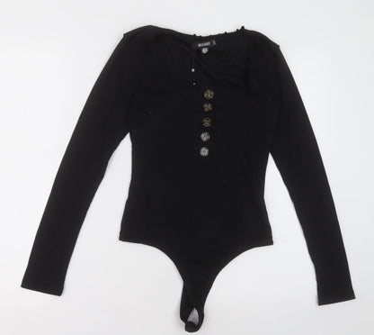 Missguided Womens Black  Polyester Bodysuit One-Piece Size 10  Buckle - Lettuce edge