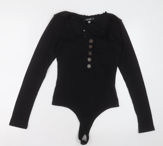 Missguided Womens Black  Polyester Bodysuit One-Piece Size 10  Buckle - Lettuce edge