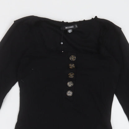 Missguided Womens Black  Polyester Bodysuit One-Piece Size 10  Buckle - Lettuce edge