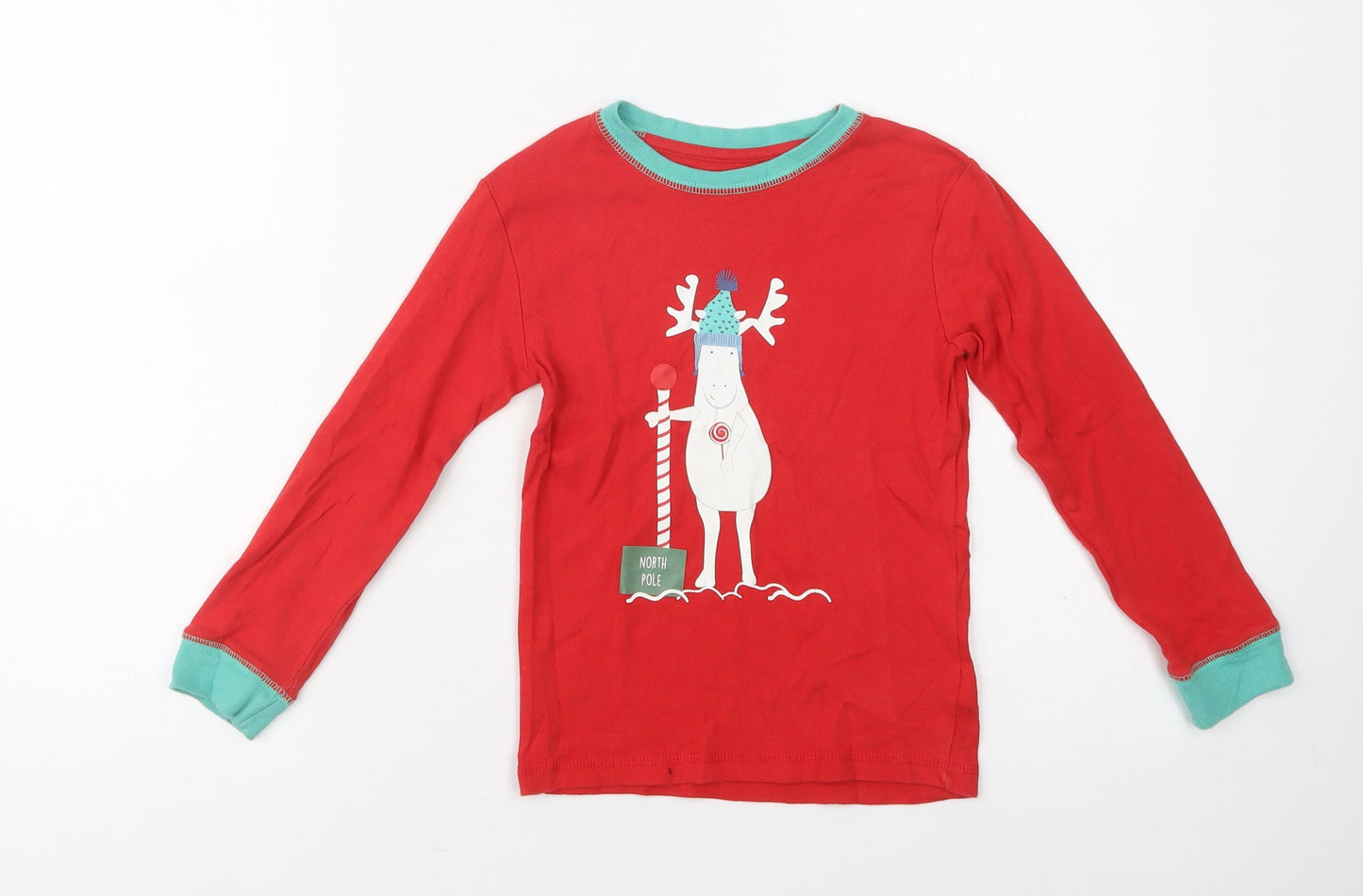 Leigh Tucker Girls Red  Cotton Top Pyjama Top Size 5-6 Years   - North Pole