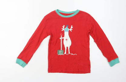 Leigh Tucker Girls Red  Cotton Top Pyjama Top Size 5-6 Years   - North Pole