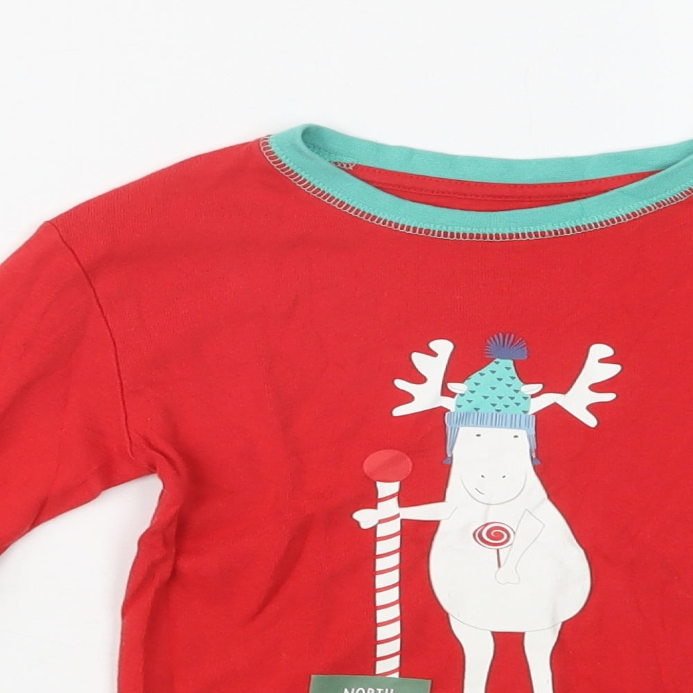 Leigh Tucker Girls Red  Cotton Top Pyjama Top Size 5-6 Years   - North Pole
