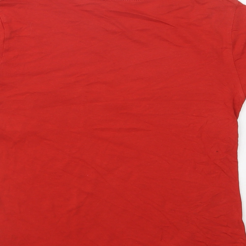 H&M Boys Red  Cotton Basic T-Shirt Size 6-7 Years Crew Neck  - Justice League