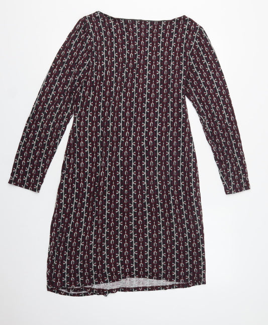 Per Una Womens Purple Geometric Viscose A-Line  Size 14  Boat Neck