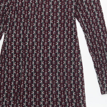 Per Una Womens Purple Geometric Viscose A-Line  Size 14  Boat Neck