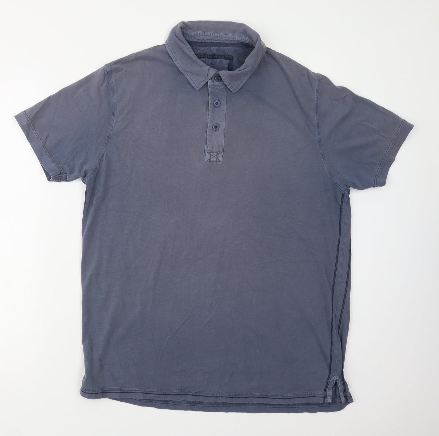 M&S Mens Blue  Cotton  Polo Size M Collared Button