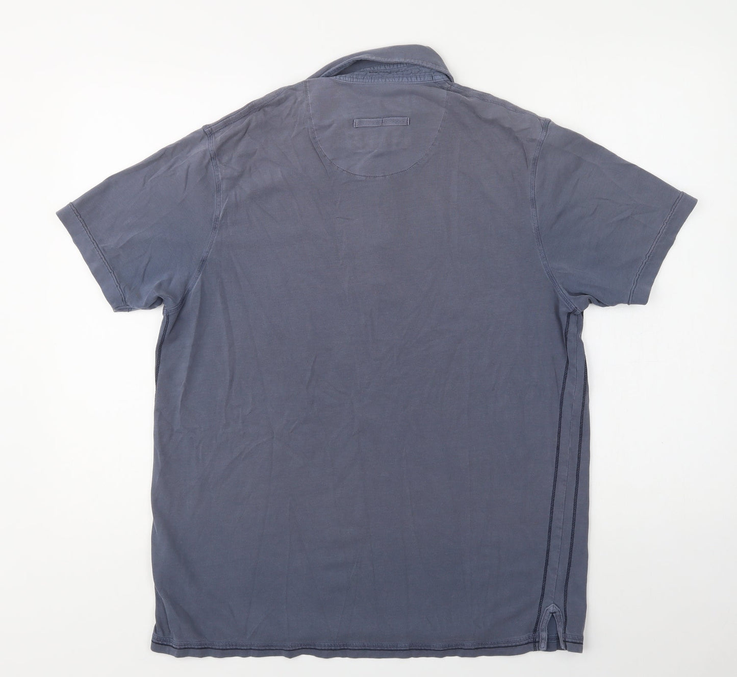 M&S Mens Blue  Cotton  Polo Size M Collared Button