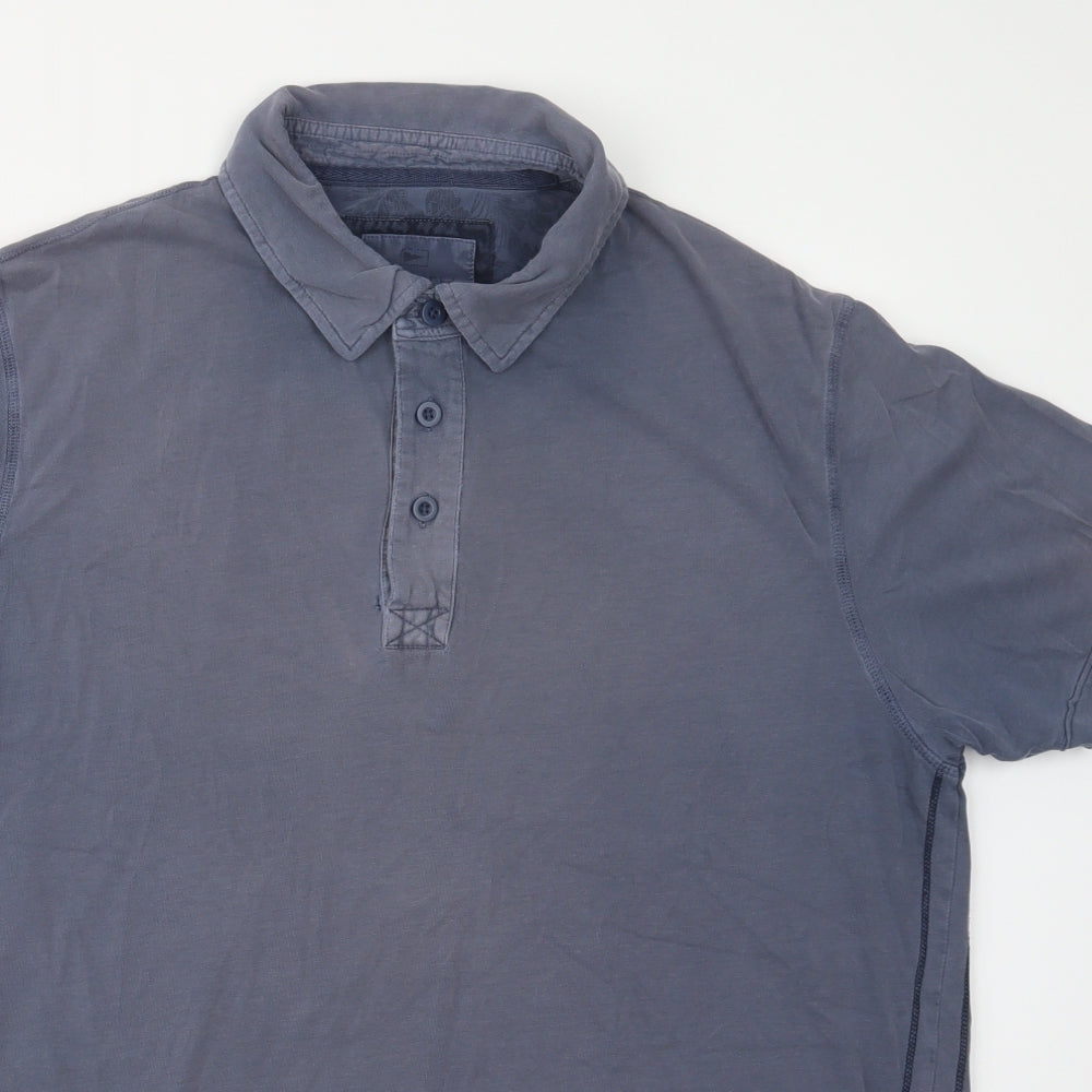 M&S Mens Blue  Cotton  Polo Size M Collared Button