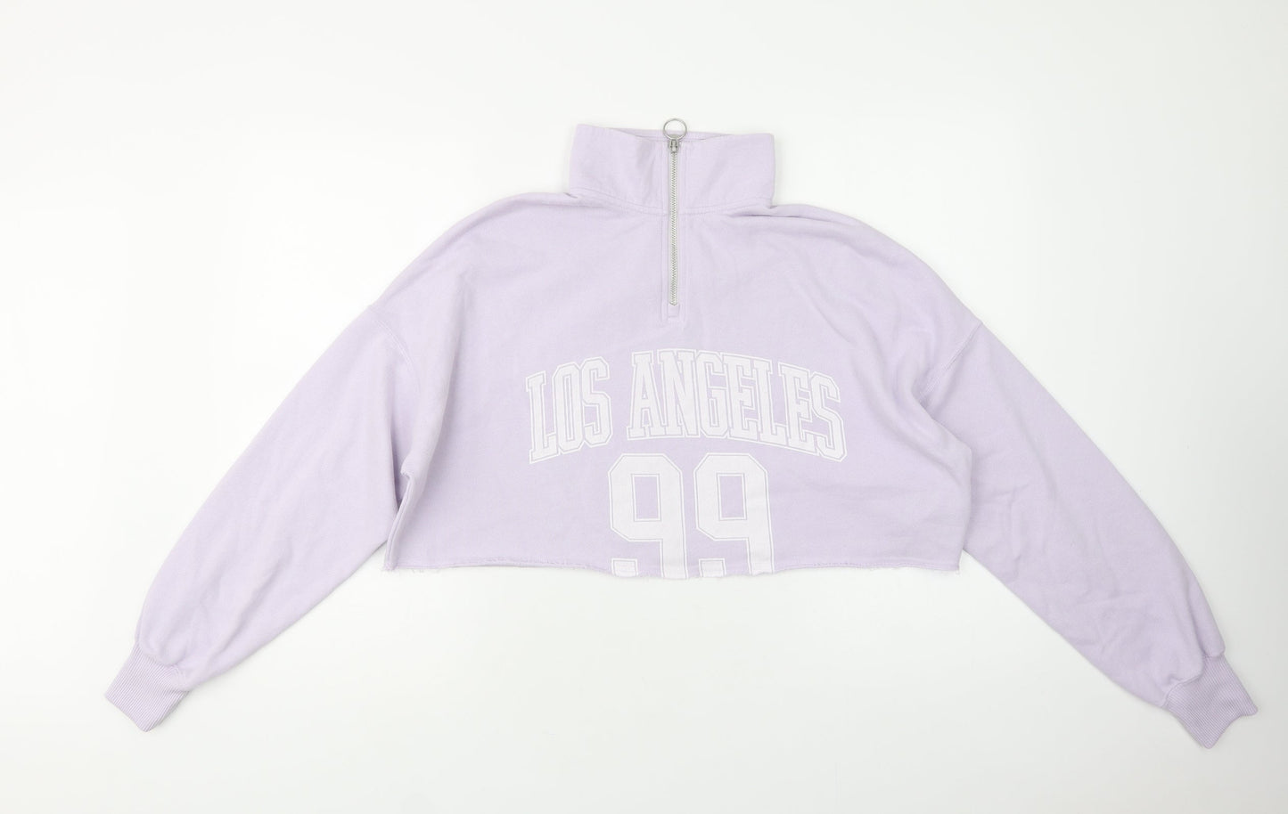 Hollister Womens Purple  Cotton Henley Sweatshirt Size XS  Zip - Cropped