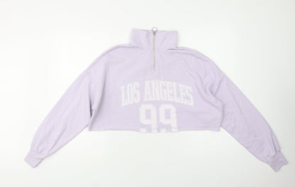 Hollister Womens Purple  Cotton Henley Sweatshirt Size XS  Zip - Cropped