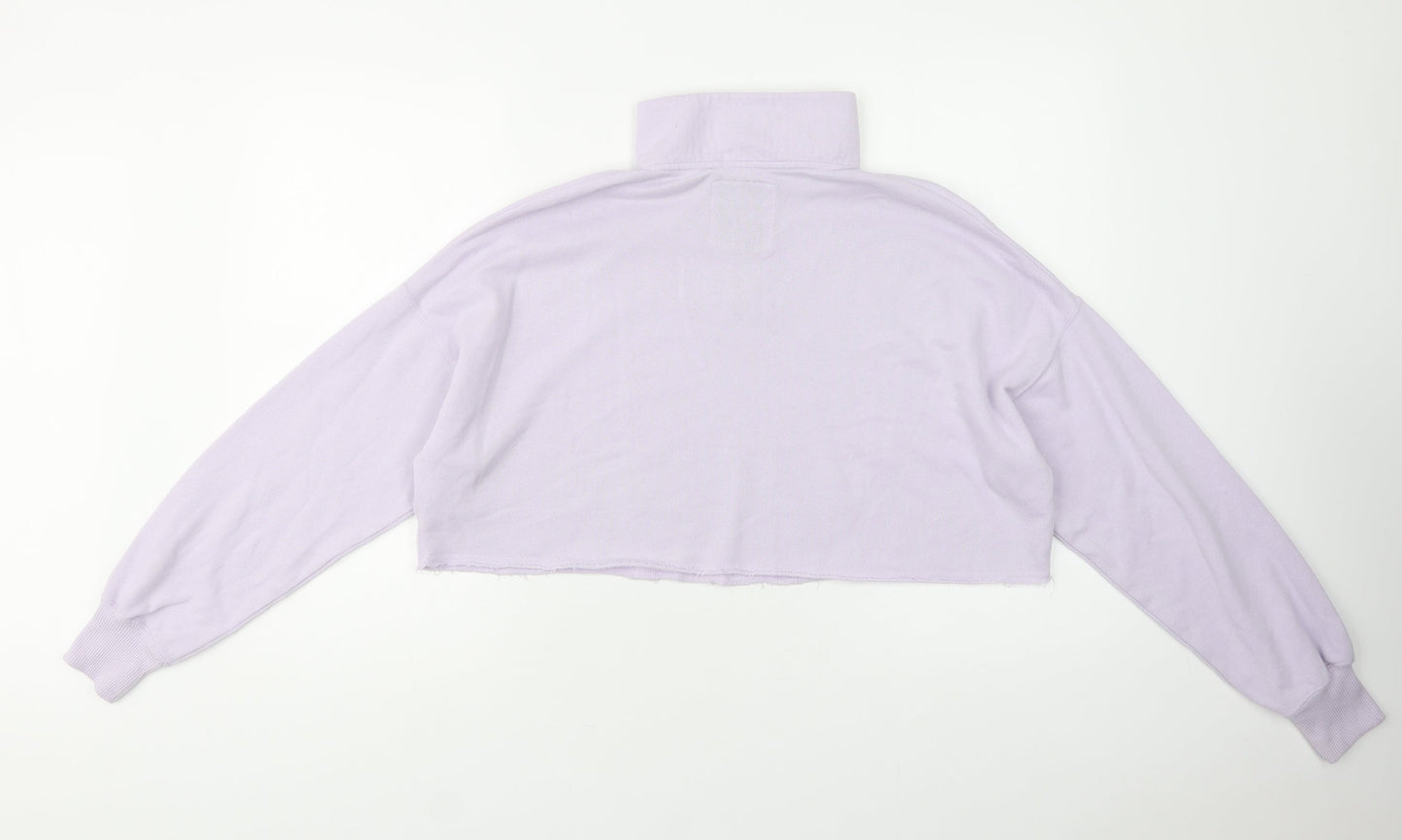 Hollister Womens Purple  Cotton Henley Sweatshirt Size XS  Zip - Cropped