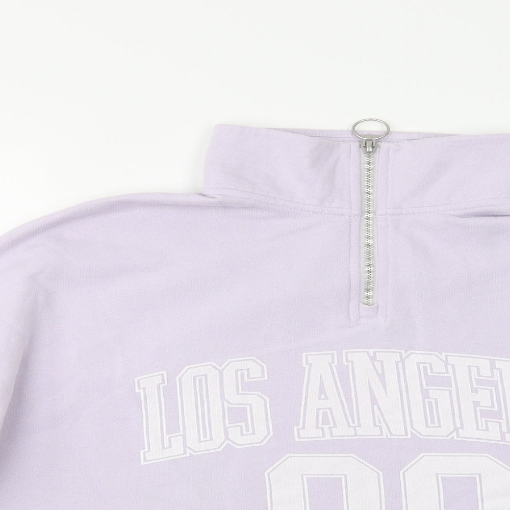Hollister Womens Purple  Cotton Henley Sweatshirt Size XS  Zip - Cropped