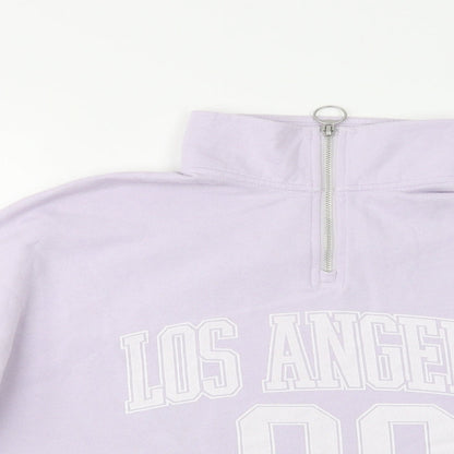 Hollister Womens Purple  Cotton Henley Sweatshirt Size XS  Zip - Cropped