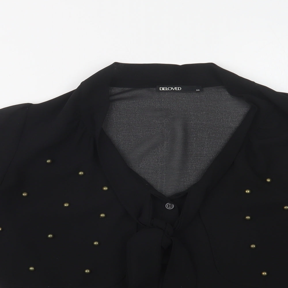 Womens UK Size XS Beloved Black Basic Button-Up