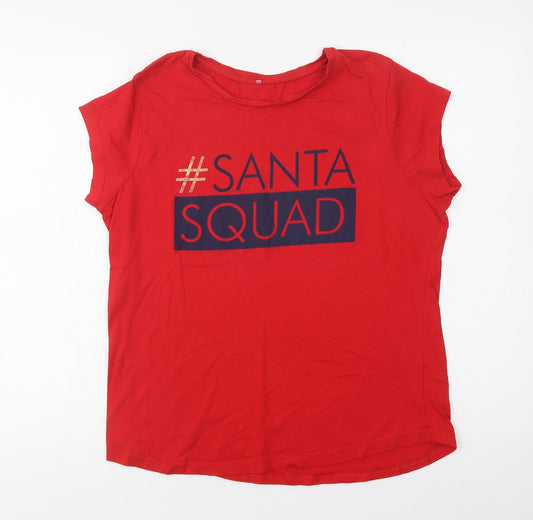 George Womens Red  Cotton Basic Polo Size 14 Crew Neck - Santa