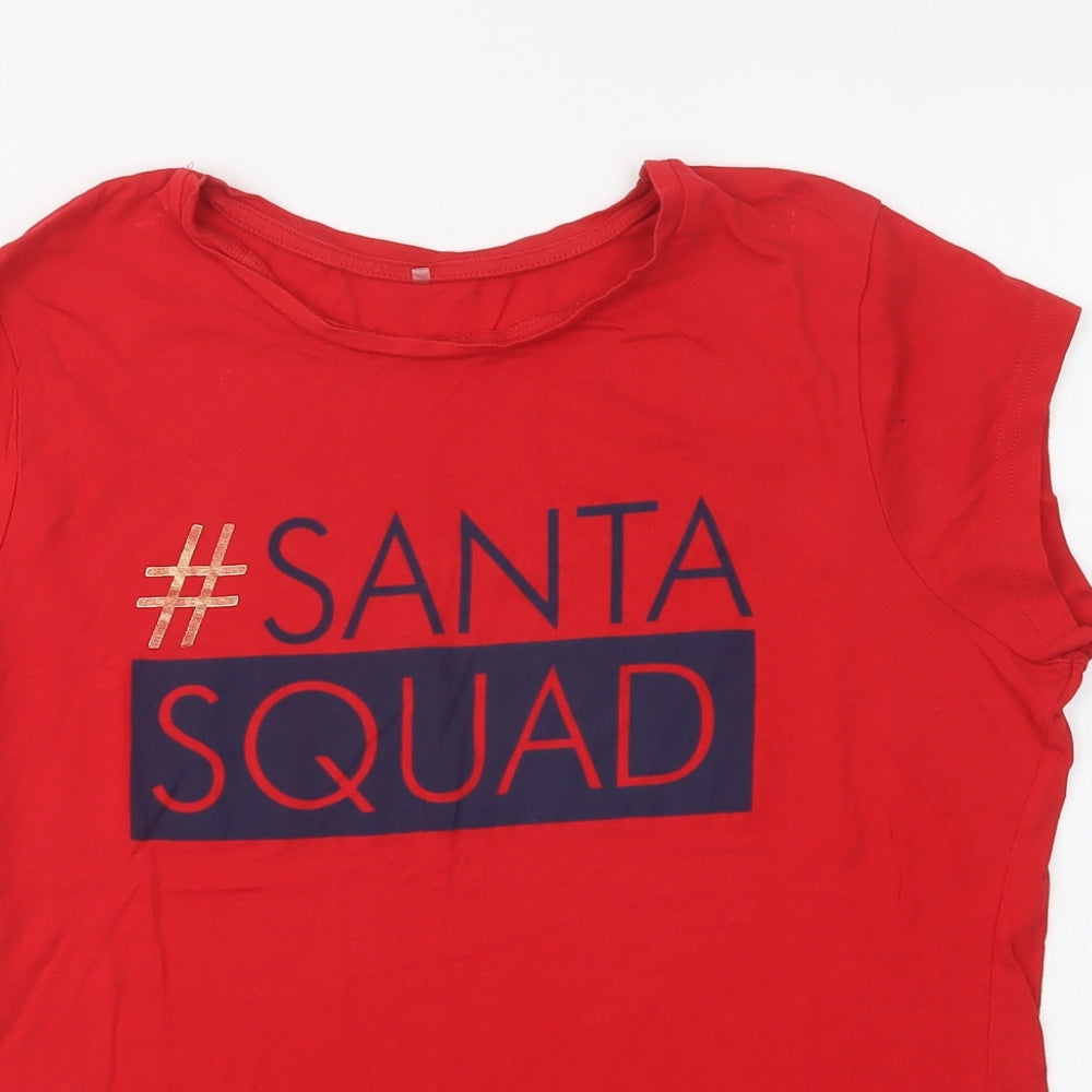 George Womens Red  Cotton Basic Polo Size 14 Crew Neck - Santa