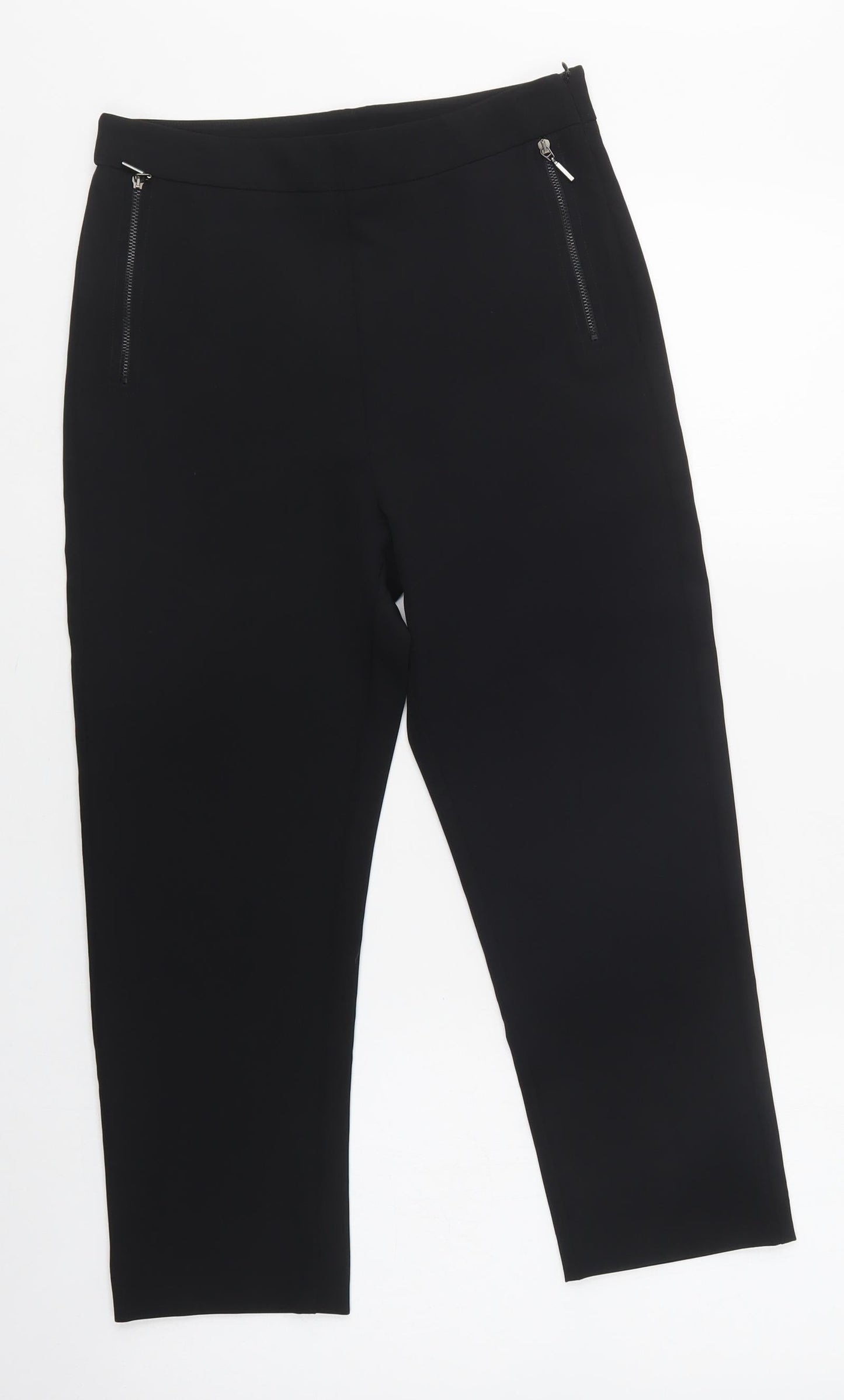 Cotton Brothers Womens Black  Polyester Cropped Trousers Size XS L22 in Regular Zip