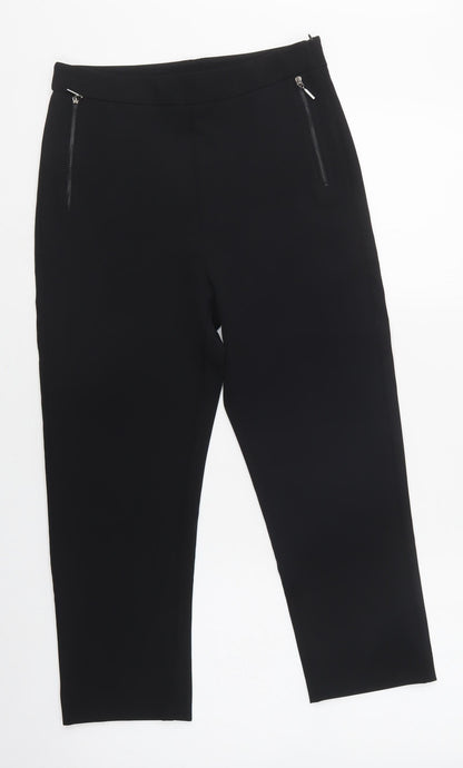 Cotton Brothers Womens Black  Polyester Cropped Trousers Size XS L22 in Regular Zip