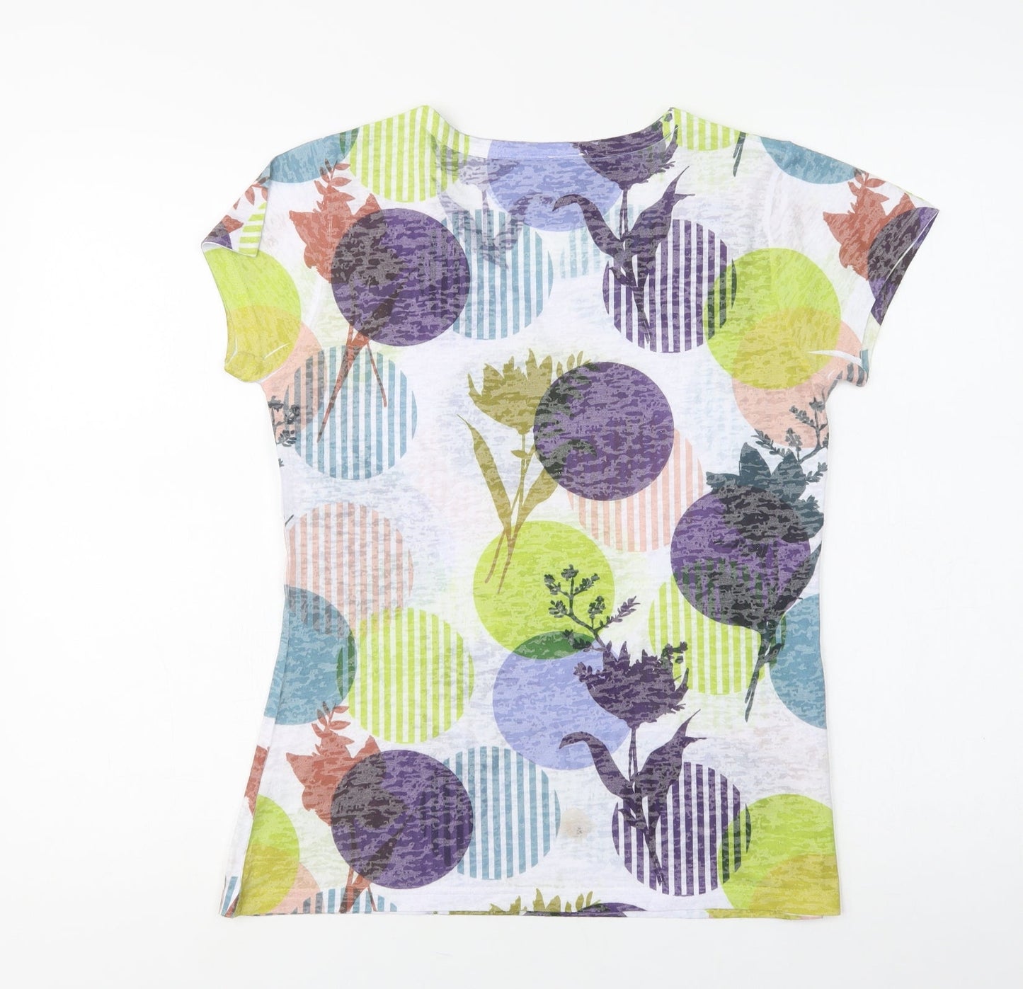 M.X.O Womens Multicoloured Geometric Polyester Basic Blouse Size S Crew Neck