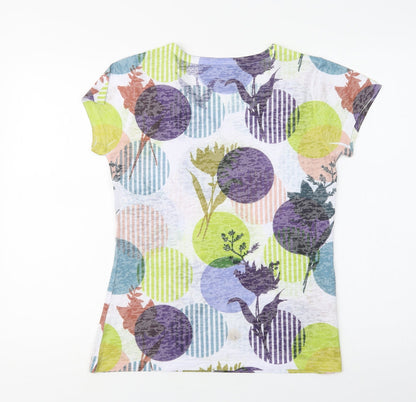 M.X.O Womens Multicoloured Geometric Polyester Basic Blouse Size S Crew Neck