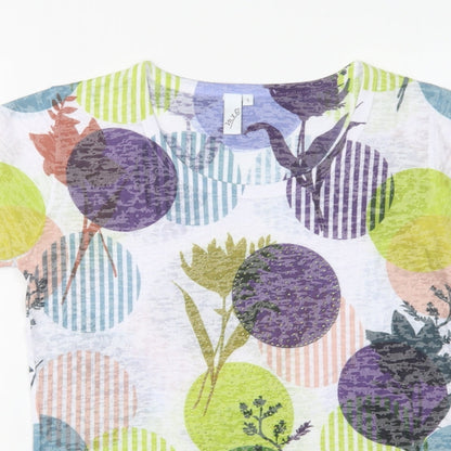 M.X.O Womens Multicoloured Geometric Polyester Basic Blouse Size S Crew Neck