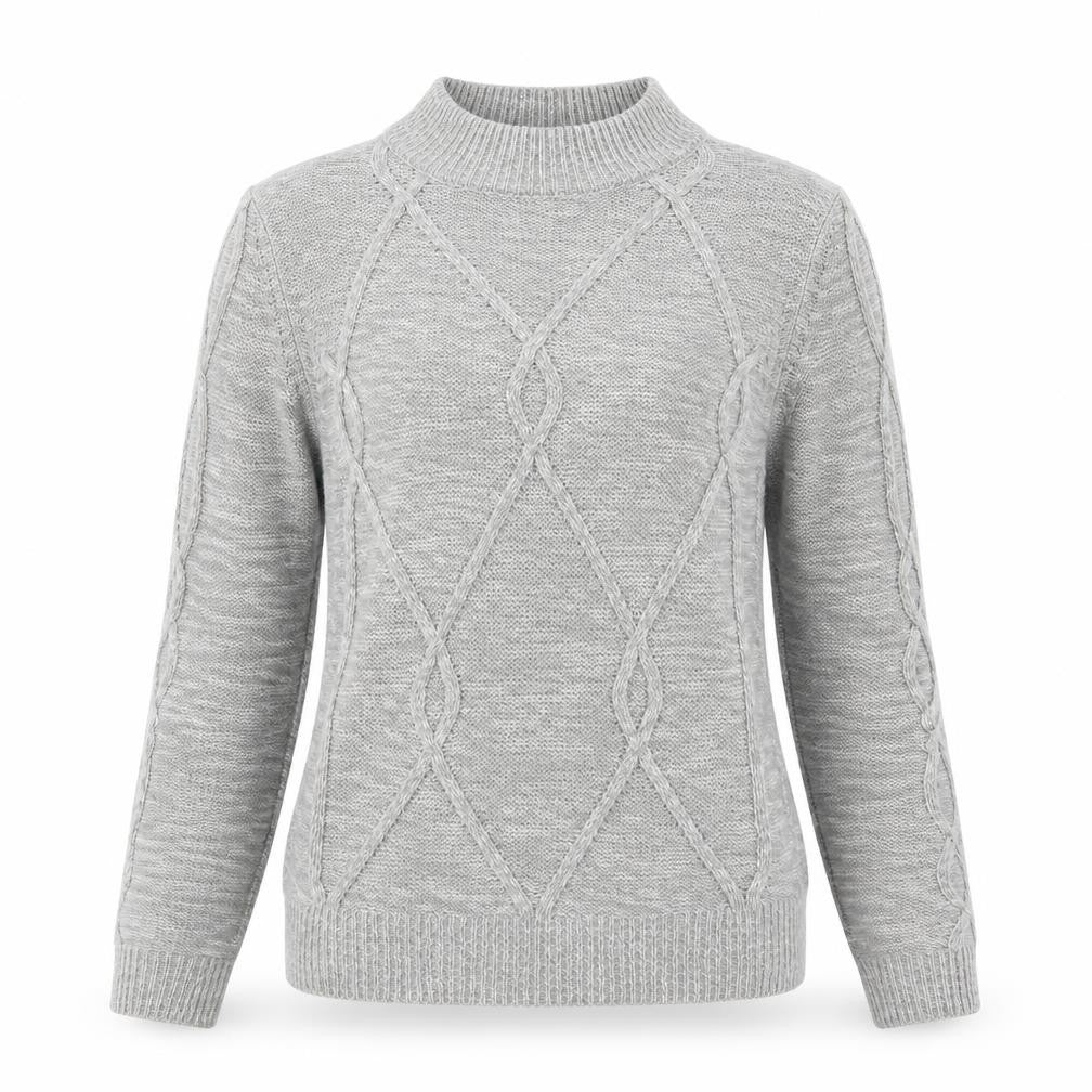 Front view of Matalan women’s grey mock neck acrylic jumper, size XS