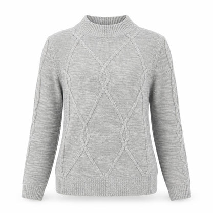 Front view of Matalan women’s grey mock neck acrylic jumper, size XS