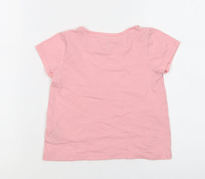 Gap Girls Pink  Cotton Basic Polo Size 3 Years Crew Neck