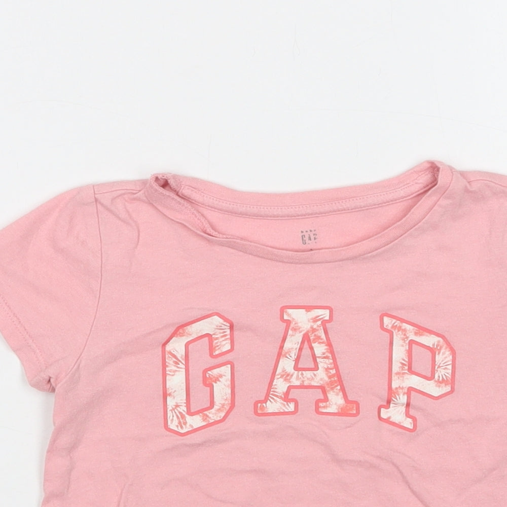 Gap Girls Pink  Cotton Basic Polo Size 3 Years Crew Neck