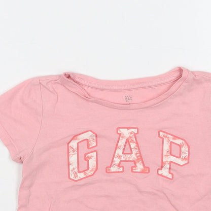 Gap Girls Pink  Cotton Basic Polo Size 3 Years Crew Neck