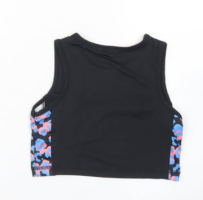 Miss E-vie Girls Black Animal Print Polyester Cropped Tank Size 6-7 Years Crew Neck