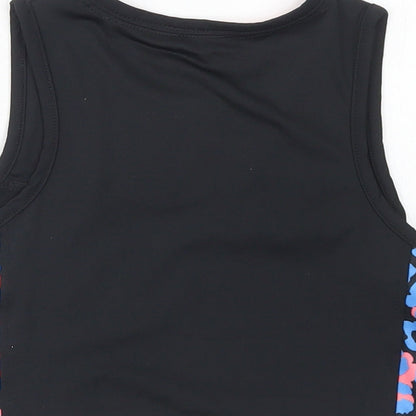 Miss E-vie Girls Black Animal Print Polyester Cropped Tank Size 6-7 Years Crew Neck