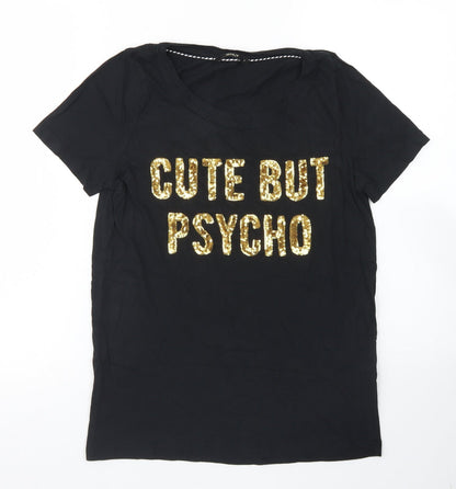 Womens UK Size S Only Black Basic T-Shirt