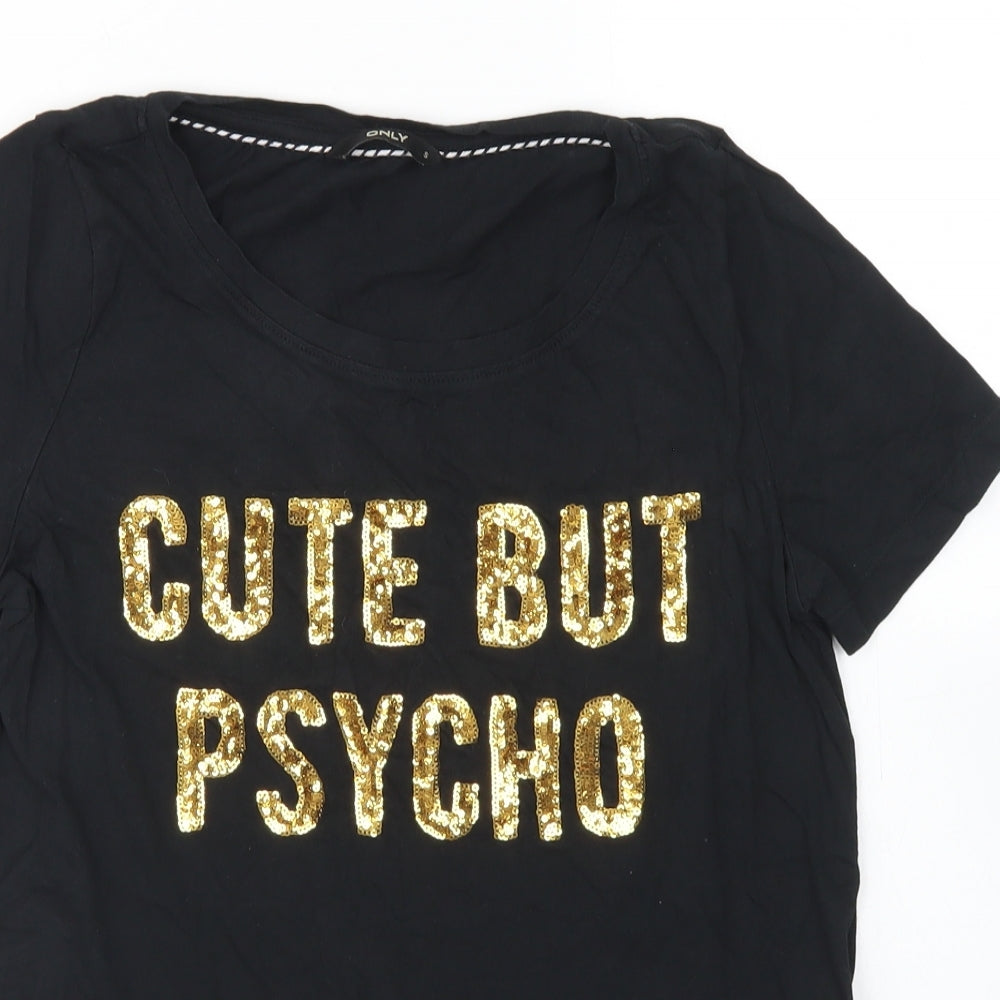 Womens UK Size S Only Black Basic T-Shirt