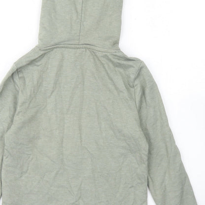 name it Girls Green  Cotton Pullover Hoodie Size 7-8 Years   - Cropped