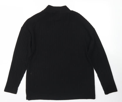 TU Womens Black  Polyester Basic T-Shirt Size 8 Mock Neck