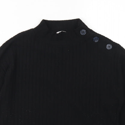 TU Womens Black  Polyester Basic T-Shirt Size 8 Mock Neck