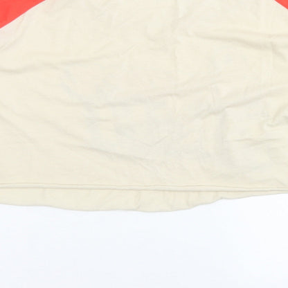Topshop Womens Brown Colourblock Cotton Cropped T-Shirt Size 16 Crew Neck