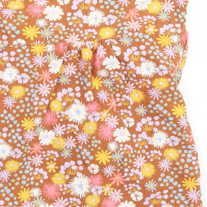 Sage x Clare Girls Brown Floral Plastic Basic Button-Up Size 3 Years Collared Button